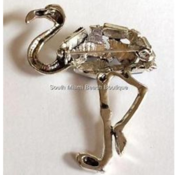 Silver Flamingo Pin Brooch Blue Cats Eye Island - Picture 5 of 8